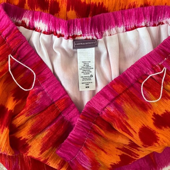 Laura Scott M Women Pink Tie Dye Elastic Waist Boho Peasant Gypsy Midi Skirt - Picture 7 of 7